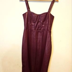 Guess wine colour faux leather dress. New with tags.
